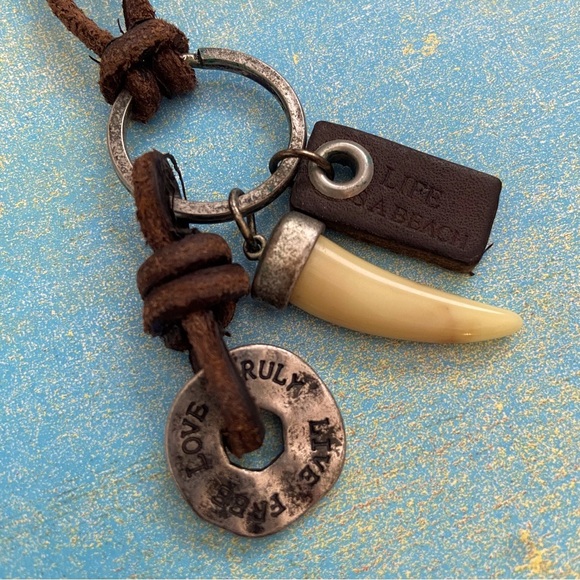 Leather Adjustable Necklace with Boho Charms - Picture 8 of 14